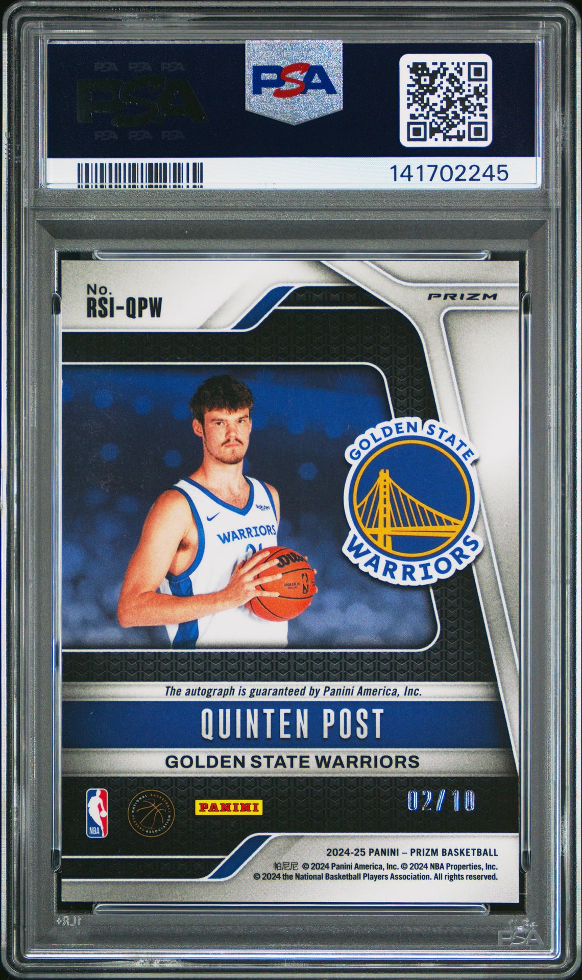 Quinten Post [Gold /10] #RSI-QPW - 2024 Panini Prizm Auto RC PSA 9