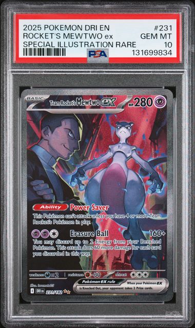 Team Rocket's Mewtwo ex 231/182 - Destined Rivals (DRI) PSA 10
