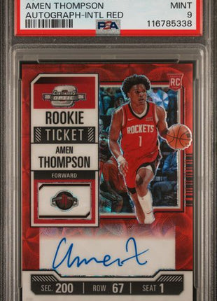 Amen Thompson Red On-Card AUTO RC 2023-24 Contenders Optic PSA 9