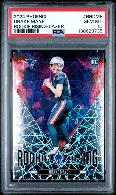 2024 Panini Pheonix Rookie Rising Drake Maye Rookie Rising-Lazer - PSA 10