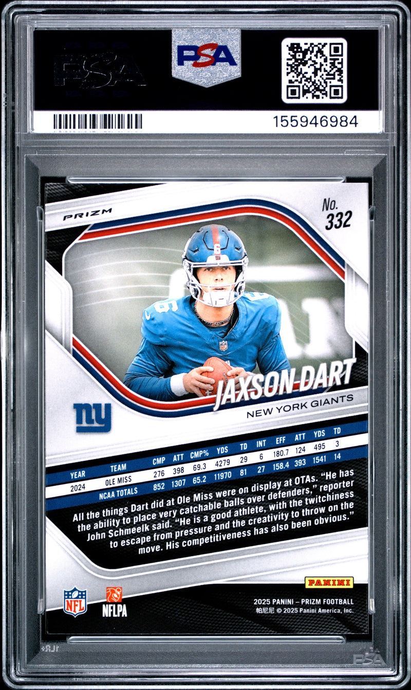 Jaxson Dart Lazer Prizm RC PSA 10 2025 Prizm PSA 10