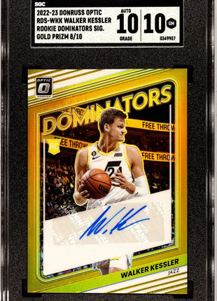 Walker Kessler RC Gold Dominators 8/10 AUTO SGC 10 2022-23 Donruss Optic